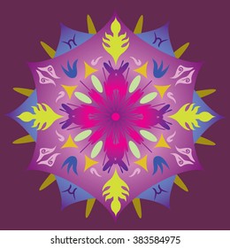 Single Mandala - Flower, Nature, Energy Symbol in Rainbow Colors