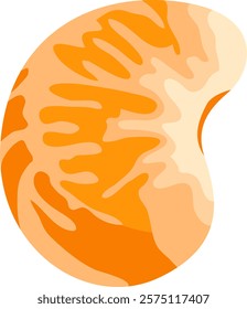 Single Mandarin Orange Peeled Illustration Isolated on White Background	