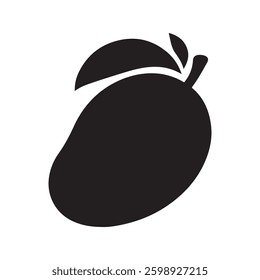 Single mango silhouette isolated on white background. mango icon vector illustration design