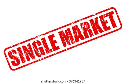 SINGLE MARKET red stamp text on white