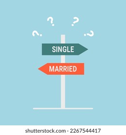 single or married choice road sign concept, flat design