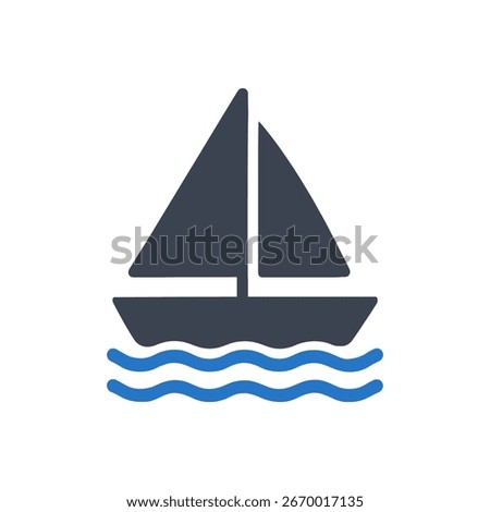 Single Mast Sailing Boat Icon Isolated On White Background 
