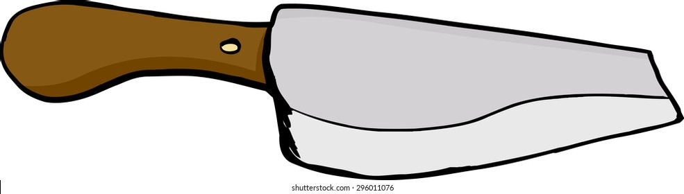 Single meat cleaver knife over white background