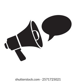 Single megaphone icon silhouette vector on white background