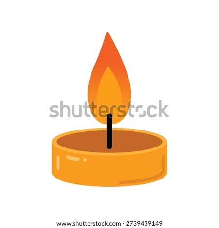 Single memorial candle flame icon, remembrance light for vigil, funeral service, sympathy card, prayer night poster, condolence message design