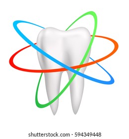 Single mesh human healthy protected tooth isolated on transparent background. Care and hygiene symbol icon. Vector dental medical illustration.