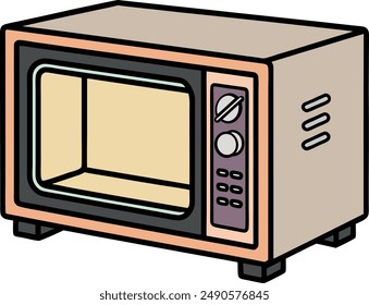 Single Microwave flat vector art illustration features  sleek, modern microwave in minimalist style. With clean lines and a simple color palette, it adds contemporary clarity to kitchen-themed project