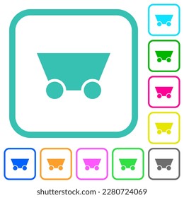 Single mine cart vivid colored flat icons in curved borders on white background