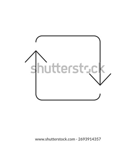 A single minimalist line icon of a square with a curved arrow, often used for refreshing a section, rotating content, or an undo action.