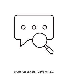 Single minimalist outline icon representing searching or finding a chat message.