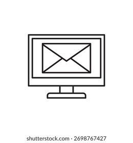 Ein minimalistisches Gliederungssymbol, das E-Mails oder E-Mails darstellt, die auf einem Computerbildschirm angezeigt werden.