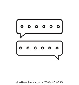 Ícone de contorno minimalista único que representa várias mensagens de bate-papo empilhadas ou diálogo.