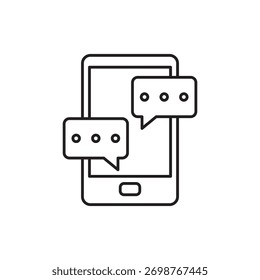 Ein minimalistisches Umrisssymbol, das Chat oder Nachrichten auf einem Mobiltelefon darstellt.