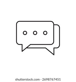 Ein minimalistisches Umrisssymbol, das zwei Sprechblasen für Chat oder Nachricht darstellt.