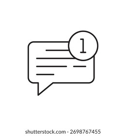 Ícone de contorno minimalista único que representa uma nova mensagem ou notificação não lida.