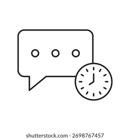 Single minimalist outline icon representing a timed or scheduled chat message.