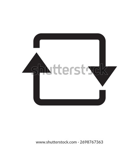 Single minimalist solid icon representing a square-shaped refresh or reload action.