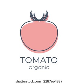 Single minimalist vector design element Red Tomato on a white background