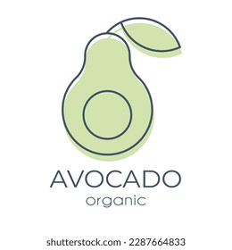 Single minimalist vector design element Green avocado on a white background 
