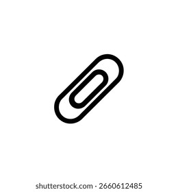 Single, minimalistic paperclip design element. Bold black line with smooth, rounded edges on a clean transparent backdrop. Simple and versatile.