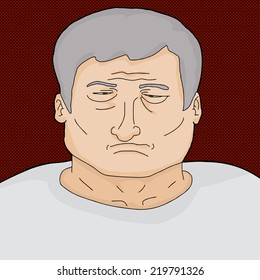 Single miserable and exhausted senior Caucasian man