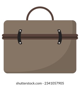 single modern brown bag, briefcase, handbag for travel shopping vacation in minimal cartoon style side view. simple flat autumn color tone illustration vector.