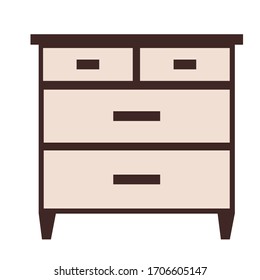 Single modern nightstand, isolated on a white background. Flat-style illustration. Hand drawn vector furniture. For bedroom, living room, bathroom