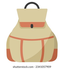 Single moderne orange und brauner Rucksack, Rucksack, Knapsack, Heuschnupfen für Reisen Rucksacktourismus in minimaler Cartoon-Seitenansicht. einfache flache Herbstfarben-Ton-Vektorgrafik.