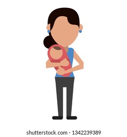 single mom with baby in arms