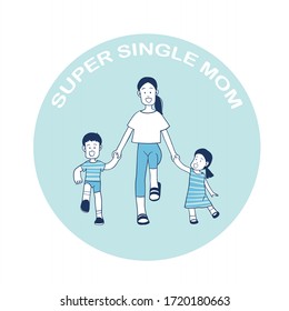 single mom and sons happy moment ,Super mom ,Mother day