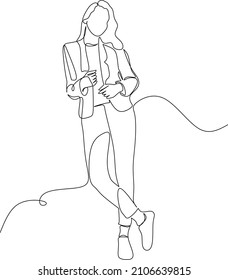 Single or mono or one line art of young women wearing various fashionable garments in various sitting and standing pose.