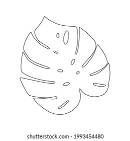 Dibujo de contorno de hoja monstera.