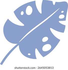 A single monstera leaf with cutouts in a flat style. The leaf features distinct holes and a smooth outline. Cartoon vector illustration.