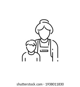 Single mother color line icon. Defective family. Sign for web page, mobile app, button, logo. Editable stroke