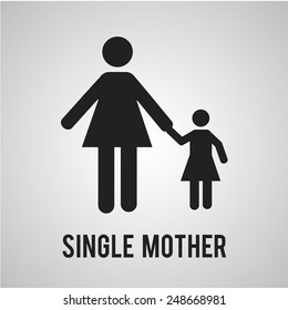single mother and daugther over gray color background