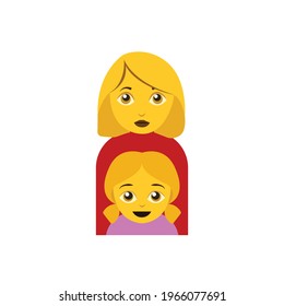 Single mother family with a daughter girl vector emoji illustration