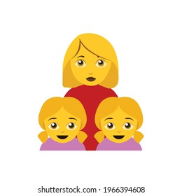 Single mother family with two girls emoji vector