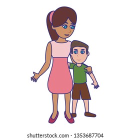 Single mother with kid blue lines