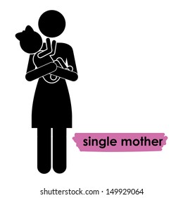 single mother over white background vector illustration 