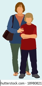 Single Mother and Son Without Father