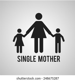 single mother whith childe over gray color background
