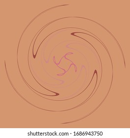 Espiral monomotor, multicolor y colorida, giratoria, giratoria. Torsión cíclica, circular y radial, giro radiante, forma voluta sobre fondo coloreado, fondo