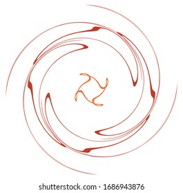 Einmaliges, mehrfarbiges und bunter Spiralspirale, wirbelndes, wirbelhaftes Element. Drehkreuz, kreisförmig und radial, Strahlrohr, volt