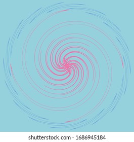 Single mottled, multi-color and colorful spiral, swirl, twirl element. Twisted cyclic, circular and radial, radiating whorl, volute shape over colored backdrop, background