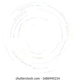 Single mottled, multi-color and colorful spiral, swirl, twirl element. Twisted cyclic, circular and radial, radiating whorl, volute shape