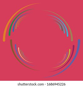 Single mottled, multi-color and colorful spiral, swirl, twirl element. Twisted cyclic, circular and radial, radiating whorl, volute shape over colored backdrop, background