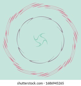 Espiral monomotor, multicolor y colorida, giratoria, giratoria. Torsión cíclica, circular y radial, giro radiante, forma voluta sobre fondo coloreado, fondo