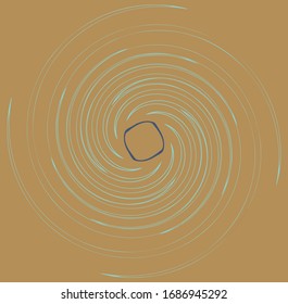 Single mottled, multi-color and colorful spiral, swirl, twirl element. Twisted cyclic, circular and radial, radiating whorl, volute shape over colored backdrop, background