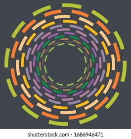 Single mottled, multi-color and colorful spiral, swirl, twirl element. Twisted cyclic, circular and radial, radiating whorl, volute shape over colored backdrop, background