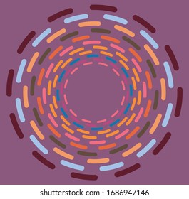 Single mottled, multi-color and colorful spiral, swirl, twirl element. Twisted cyclic, circular and radial, radiating whorl, volute shape over colored backdrop, background
